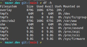 Command output example <code>df</code>