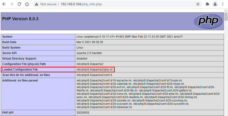 Which php ini command line