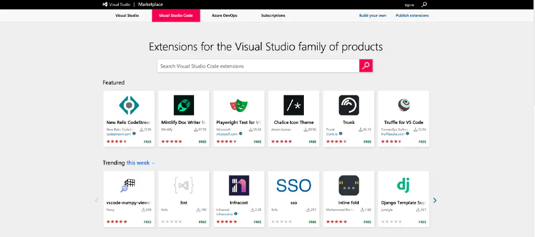 Extensões VSCode para desenvolvedores